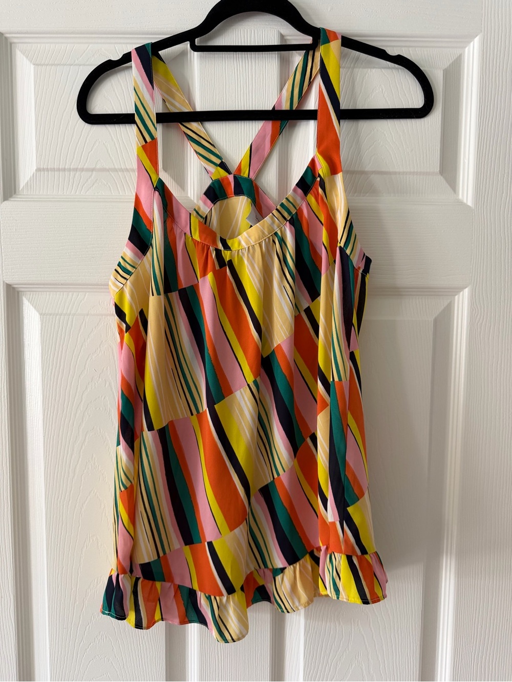 CAbi Multicolor Geometric Strappy Tank - Yellow, Pink, Orange, Teal, Black